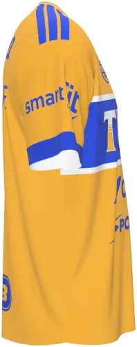 Camisa titular do Tigres UANL 2026 - 2027 amarela com bloco azul no peito, frente e costas