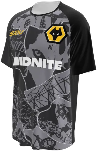 Camisa de pré-jogo do Wolverhampton 2026 - 2027 cinza com colagem de fotos de torcida, frente e costas