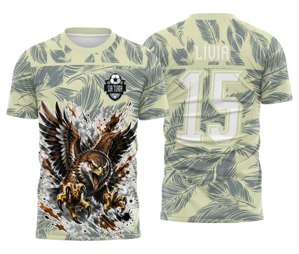 Arte esportiva de gavião para camisa escolar com elementos de equipe e competição Arte Autoral Doces Desenhos