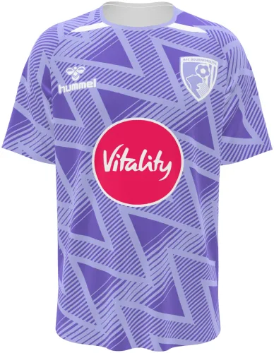 Camisa visitante do AFC Bournemouth 2026 - 2027 lilás com ziguezague tom sobre tom, frente e costas