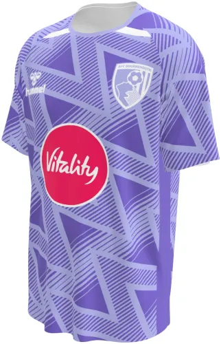 Camisa visitante do AFC Bournemouth 2026 - 2027 lilás com ziguezague tom sobre tom, frente e costas