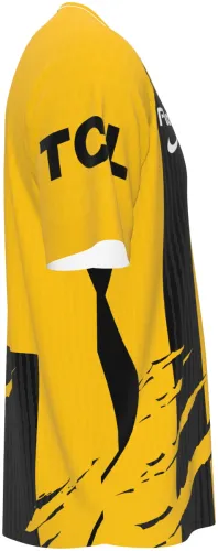 Camisa titular do Al-Ittihad FC 2026 - 2027 amarela e preta listrada com garras, frente e costas