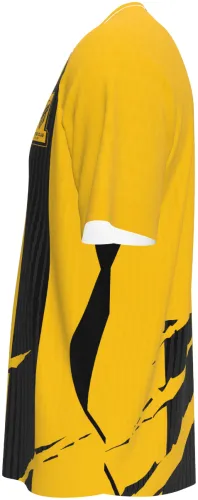 Camisa titular do Al-Ittihad FC 2026 - 2027 amarela e preta listrada com garras, frente e costas