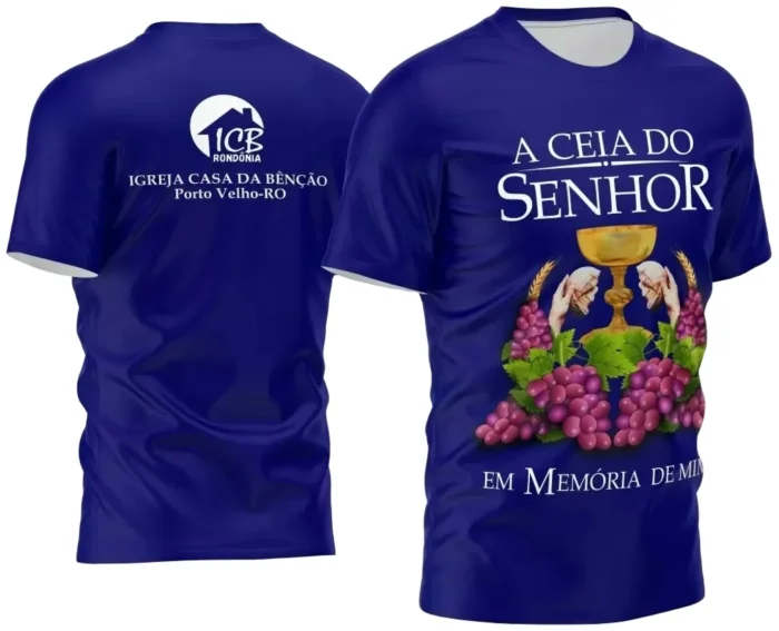 Arte Estampa Camisa Azul Religião -  A Ceia do Senhor