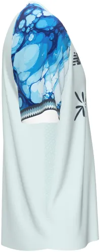 Camisa visitante do Bayer Leverkusen 2026 - 2027 branca com mangas marmorizadas de azul, frente e costas