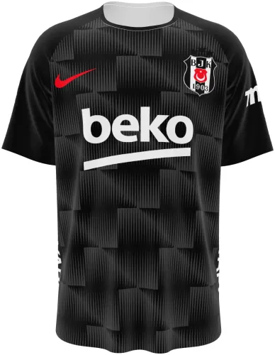 Camisa terceiro uniforme do Beşiktaş 2026 - 2027 preta com blocos tom sobre tom, frente e costas