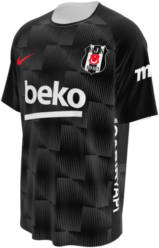 Camisa terceiro uniforme do Beşiktaş 2026 - 2027 preta com blocos tom sobre tom, frente e costas