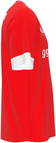 Camisa titular do FC Twente 2026 - 2027 vermelha com listras finas tom sobre tom, frente e costas