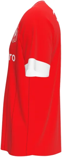 Camisa titular do FC Twente 2026 - 2027 vermelha com listras finas tom sobre tom, frente e costas