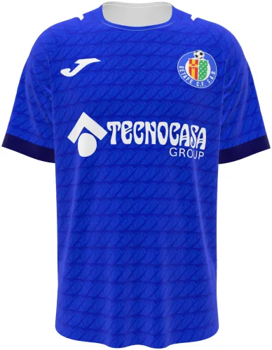 Camisa titular do Getafe 2026 - 2027 azul com trama de ondas tom sobre tom, frente e costas