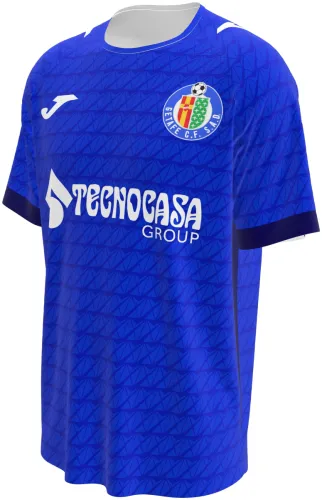 Camisa titular do Getafe 2026 - 2027 azul com trama de ondas tom sobre tom, frente e costas
