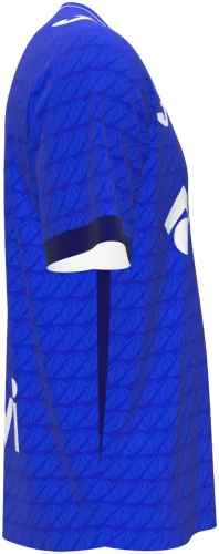 Camisa titular do Getafe 2026 - 2027 azul com trama de ondas tom sobre tom, frente e costas