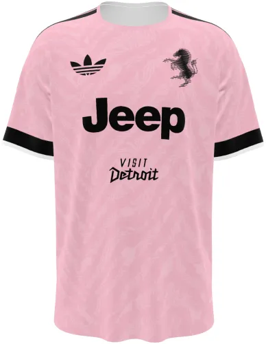 Camisa visitante da Juventus 2026 - 2027 rosa com zebrado tom sobre tom, frente e costas