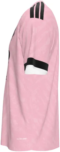 Camisa visitante da Juventus 2026 - 2027 rosa com zebrado tom sobre tom, frente e costas
