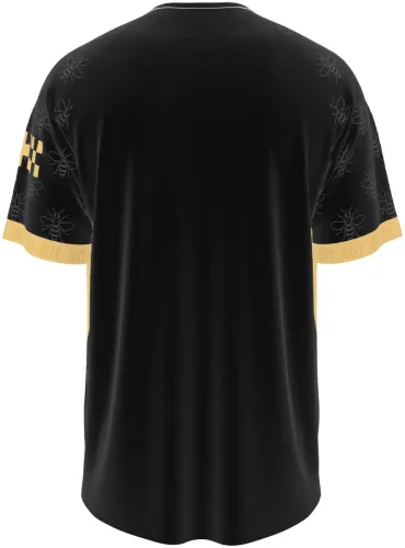 Camisa visitante do Manchester City 2026 - 2027 preta com abelhas tom sobre tom, frente e costas