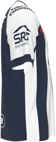 Camisa titular do Monterrey 2026 - 2027 listrada de azul-marinho e branco, frente e costas