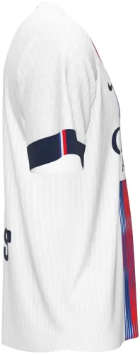 Camisa visitante do Paris Saint-Germain 2026 - 2027 branca com faixa central listrada, frente e costas