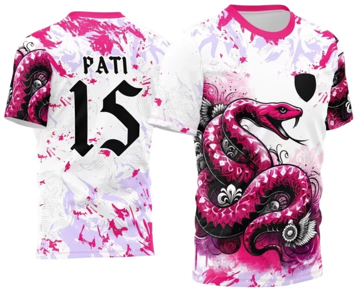 Arte Estampa Camisa Pink e Branca Interclasse - Jogos Internos 2024 - Serpente Pink