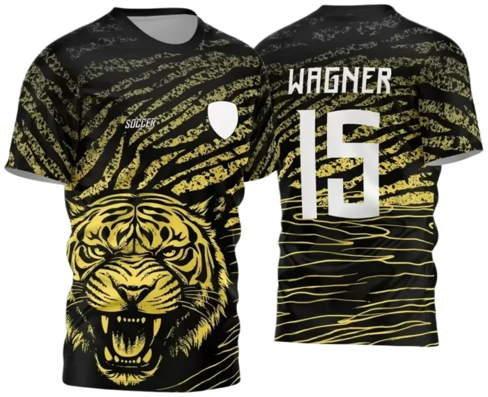 Arte Estampa Camisa Preta Interclasse - Jogos Internos - 2024 - Tigre Dourado
