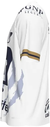 Camisa visitante do Pumas UNAM 2026 - 2027 branca com a cara do puma em azul, frente e costas
