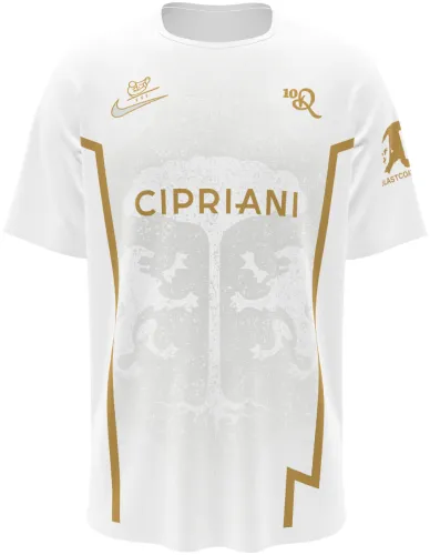 Camisa de edição especial do Ravenna 2026 - 2027 branca e dourada com leões alados, frente e costas