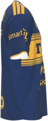 Camisa visitante do Tigres UANL 2026 - 2027 azul-marinho com bloco dourado no peito, frente e costas