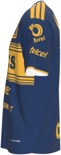 Camisa visitante do Tigres UANL 2026 - 2027 azul-marinho com bloco dourado no peito, frente e costas