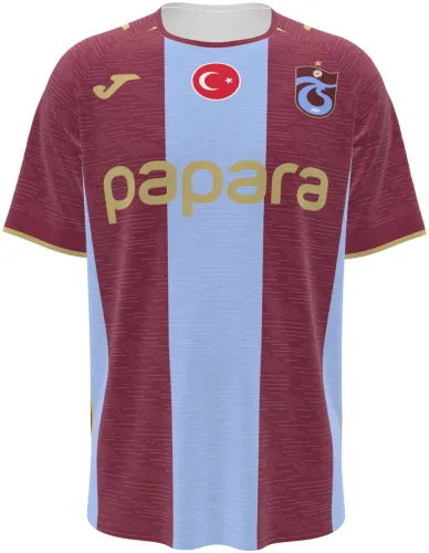 Camisa titular do Trabzonspor 2026 - 2027 listrada de vinho e azul-claro, frente e costas