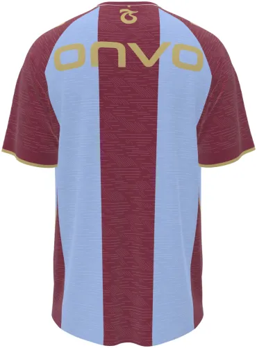 Camisa titular do Trabzonspor 2026 - 2027 listrada de vinho e azul-claro, frente e costas