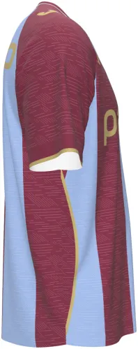 Camisa titular do Trabzonspor 2026 - 2027 listrada de vinho e azul-claro, frente e costas