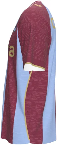 Camisa titular do Trabzonspor 2026 - 2027 listrada de vinho e azul-claro, frente e costas