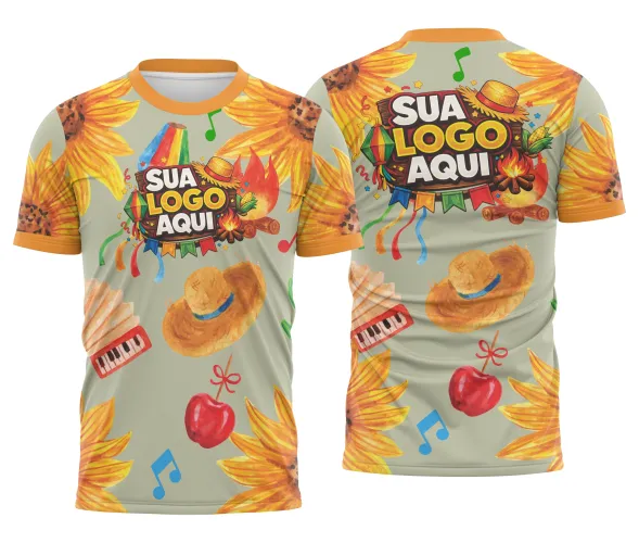 Arte de Festa Junina para camisa com área central para logotipo personalizado