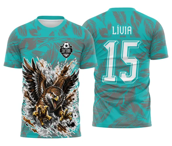Estampa digital de gavião para camisa de interclasse com visual marcante para equipe escolar Arte Autoral Doces Desenhos