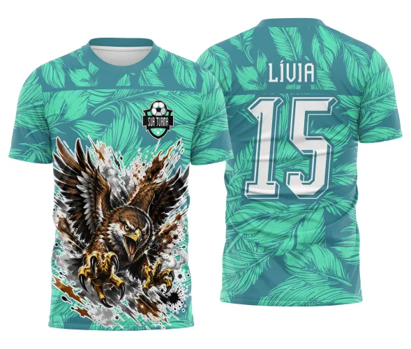 Estampa de gavião para camisa de interclasse com identidade visual de turma escolar Arte Autoral Doces Desenhos
