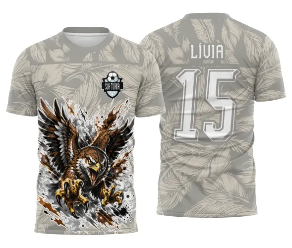 Arte de gavião para produção de camisa escolar de interclasse com composição esportiva Arte Autoral Doces Desenhos
