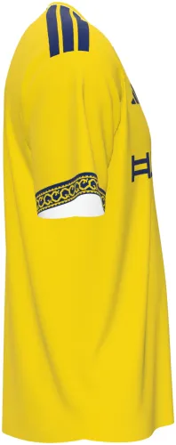 Camisa titular do Al Nassr 2026 - 2027 amarela com detalhes azuis, frente e costas