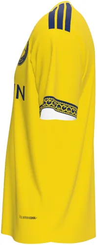 Camisa titular do Al Nassr 2026 - 2027 amarela com detalhes azuis, frente e costas