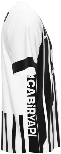 Camisa visitante do Beşiktaş 2026 - 2027 listrada de preto e branco, frente e costas