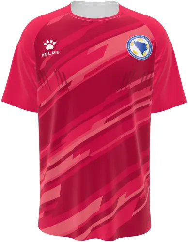 Camisa de goleiro da Bósnia e Herzegovina 2026 rosa com riscos diagonais, frente e costas