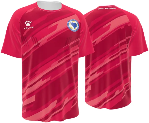 Camisa de goleiro da Bósnia e Herzegovina 2026 rosa com riscos diagonais, frente e costas