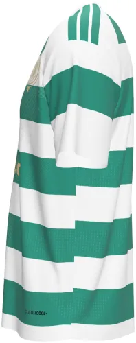 Camisa titular do Celtic 2026 - 2027 com faixas horizontais verdes e brancas, frente e costas