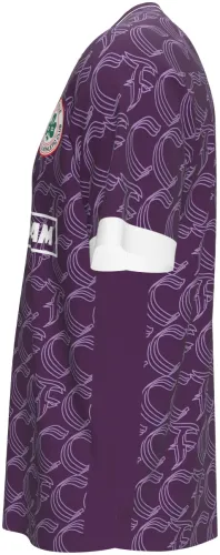 Camisa de goleiro do Cliftonville FC 2026 - 2027 roxa com monograma repetido, frente e costas