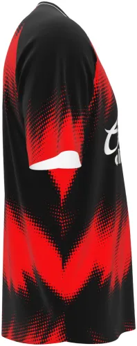 Camisa de treino do Club Tijuana 2026 - 2027 preta com chamas vermelhas em meio-tom, frente e costas