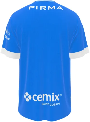 Camisa titular do Cruz Azul 2026 - 2027 azul com escudos tom sobre tom, frente e costas