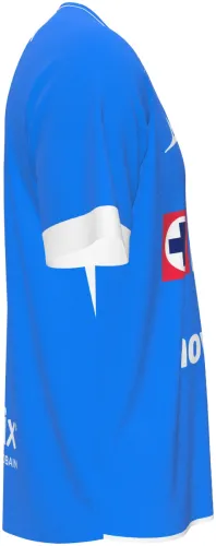 Camisa titular do Cruz Azul 2026 - 2027 azul com escudos tom sobre tom, frente e costas
