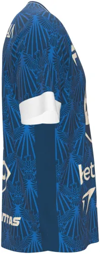 Camisa titular do FC Motagua 2026 - 2027 azul-marinho com folhagem em leque, frente e costas