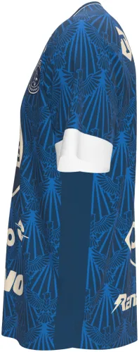 Camisa titular do FC Motagua 2026 - 2027 azul-marinho com folhagem em leque, frente e costas