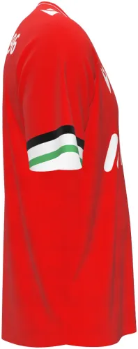 Camisa titular do Hannover 96 2026 - 2027 vermelha com quadriculado tom sobre tom, frente e costas