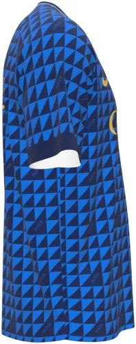 Camisa de pré-jogo do Inter de Milão 2026 - 2027 azul com triângulos geométricos, frente e costas