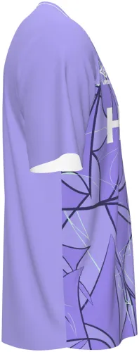Camisa de goleiro do Ipswich Town 2026 - 2027 lilás com linhas pretas entrelaçadas, frente e costas